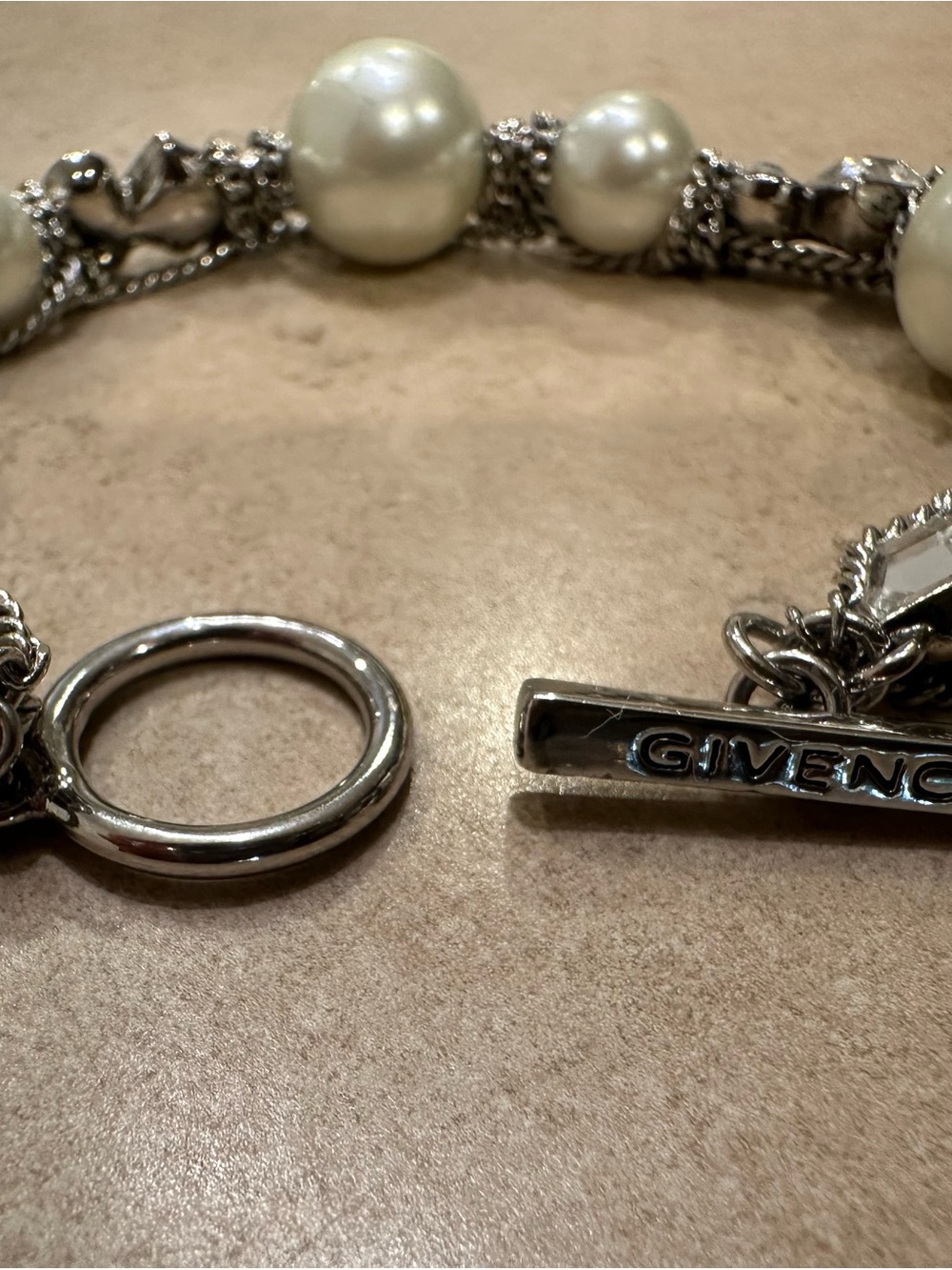 Givenchy Silver-Tone Pearl Link Bracelet - Cream Pearls
